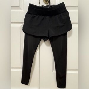 Women's Black Leggings with short overlay
